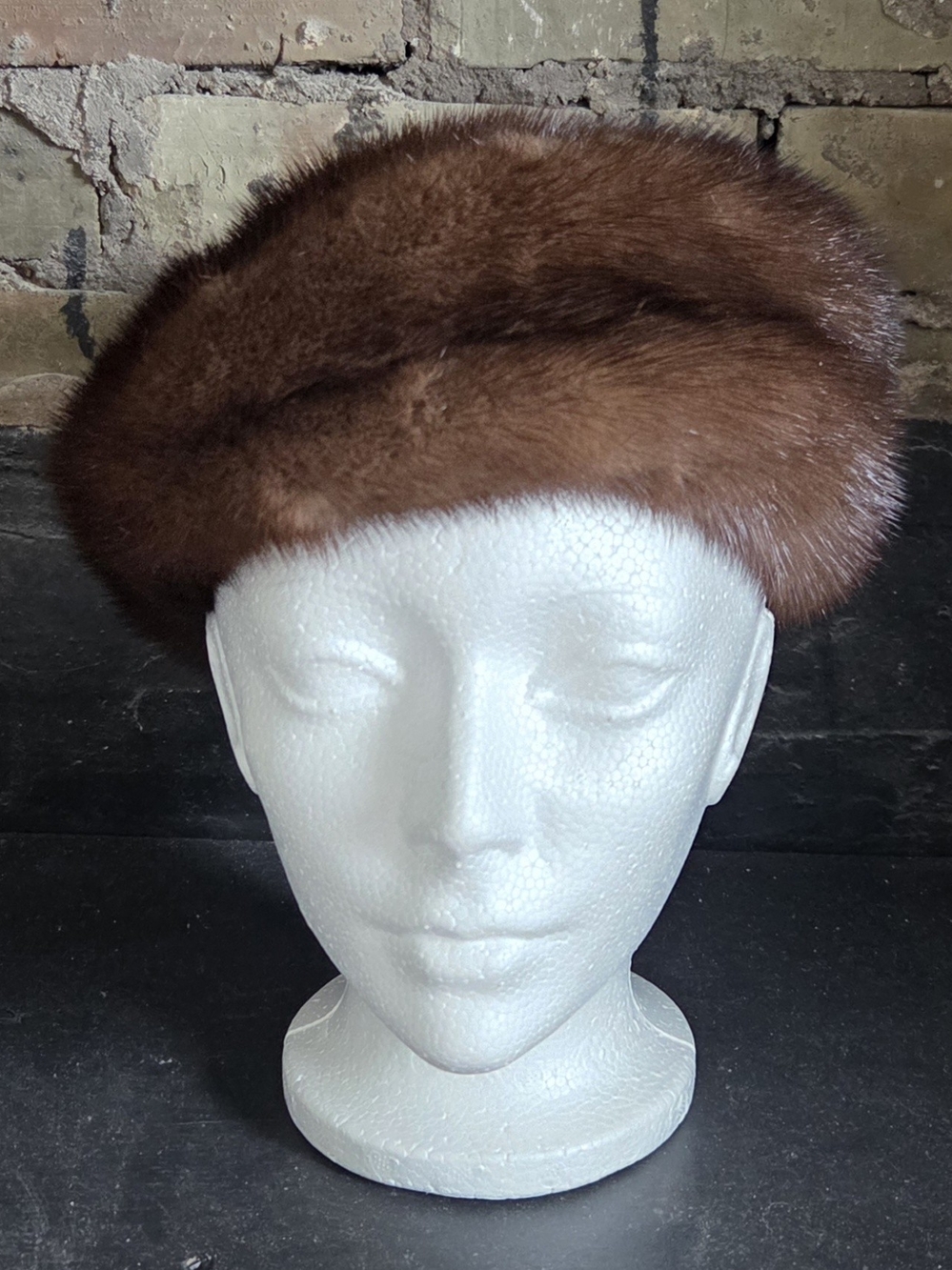 Classic Vintage Brown Mink Fur Hat Women's Luxe Winter Accessory